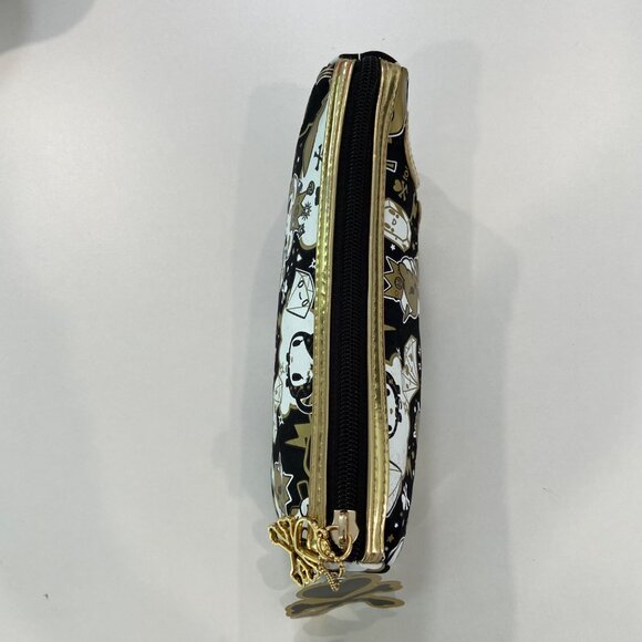 Tokidoki Cosmetic Pouch Zippered Makeup Bag With Fun Gold & Black Cartoon Print - Picture 2 of 7